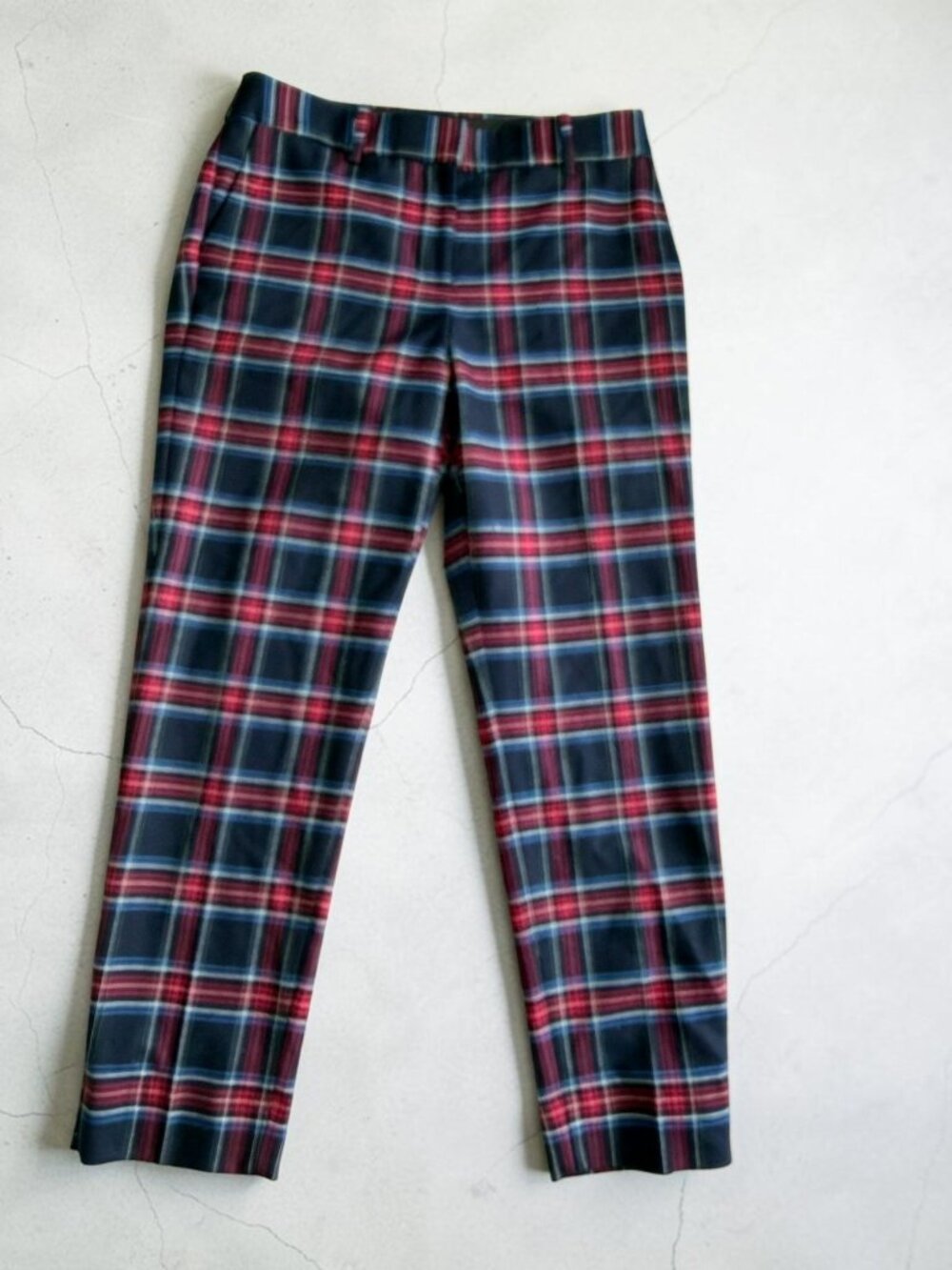 TALBOTS Plaid Red Blue Hampshire Ankle Dress Pants Size 2P NEW NWT